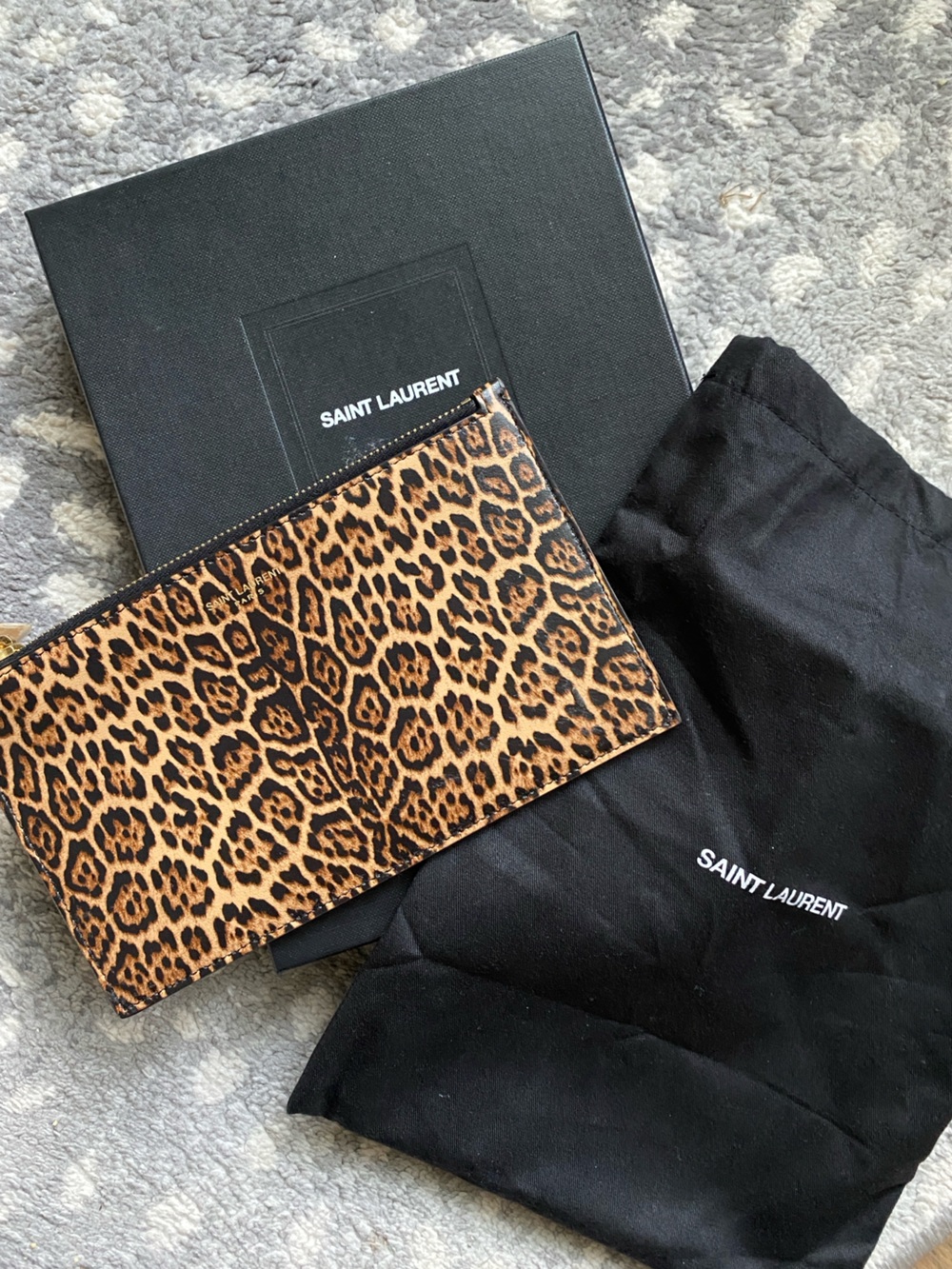 Saint Laurent Leopard Print Zipper Bag or Clutch - Brown/Black